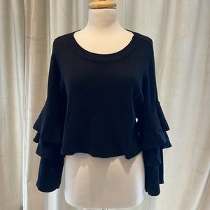 Elodie Women’s Pink Ruffle Sleeve Sweater Size large